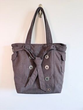 OGIO Women’s Gray Tote laptop Bag with Button Front and Knot Detail